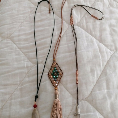 Pendant set of 3 new pieces with crystals and semi-precious stones