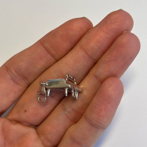 3D Piano Pendant new, silver tone with detailed design