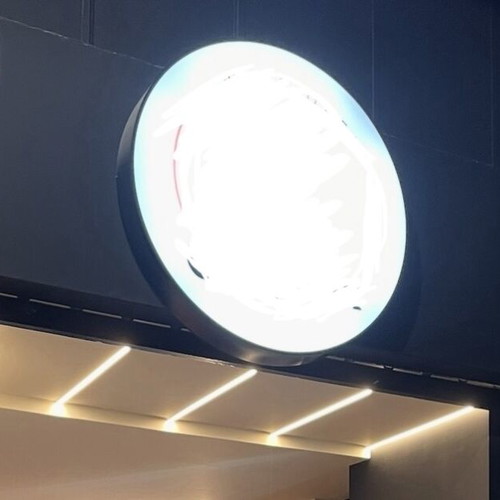 Store sign round Φ80, like new, illuminated, black frame