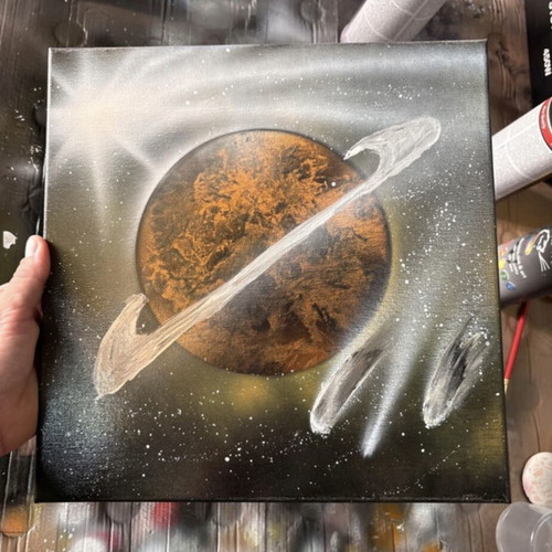 Saturn Handmade Space Canvas Painting New