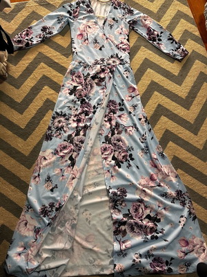 Long floral dress turquoise like new, one size