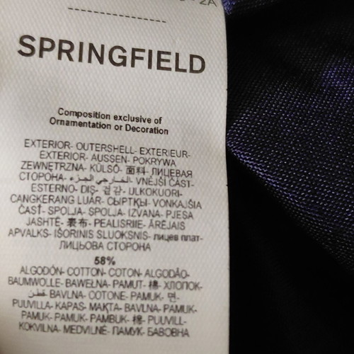 Springfield tote bag with ethnic design, shoulder style, white and blue