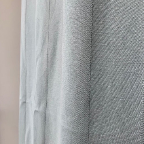 Gray striped curtains used, 3 panels