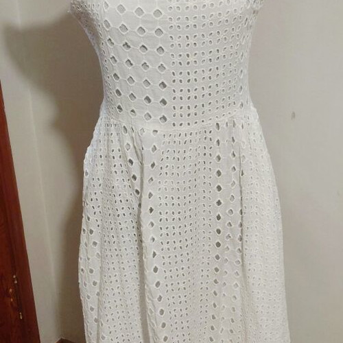 White Maxi Dress Broderie Anglaise, 100% Cotton, New