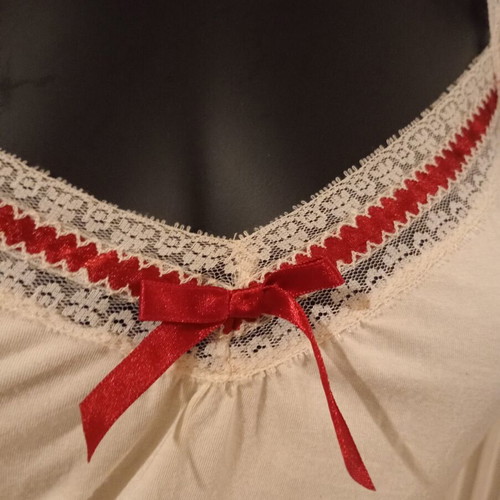 MNG Basic Lace-Trimmed Cream Top Size M New