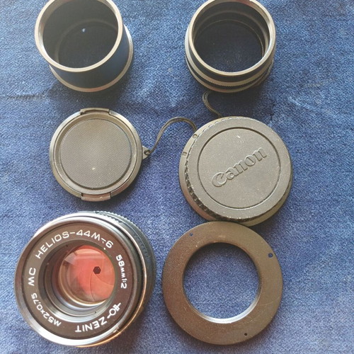 MC Helios 44M-6 58mm 1:2 M42 Soviet lens with Canon EOS adapter