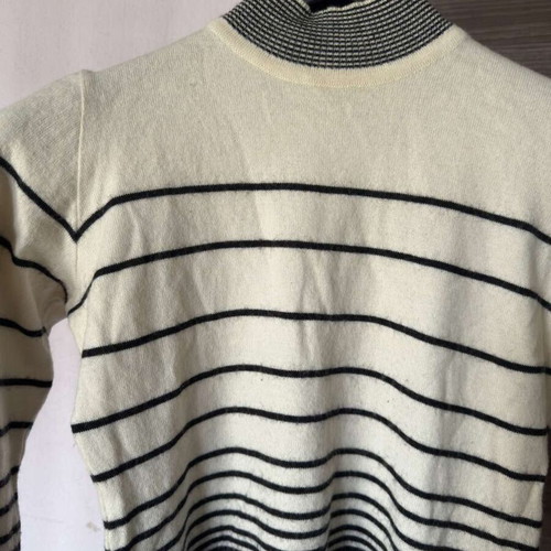 Rosella striped turtleneck long-sleeve blouse beige black, like new