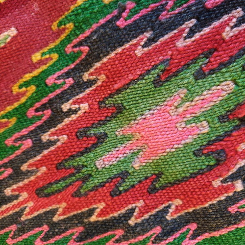 Handmade loom-woven rugs used, set of 3, various sizes