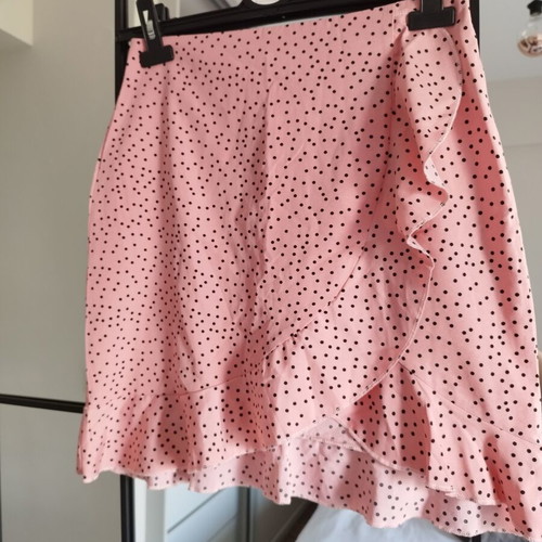 Polka Dot Skirt pink black with zipper, new, fits small medium