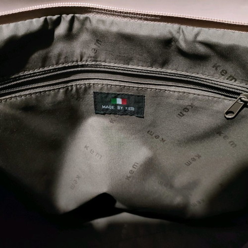 KEM shoulder bag used with imperfections near seams