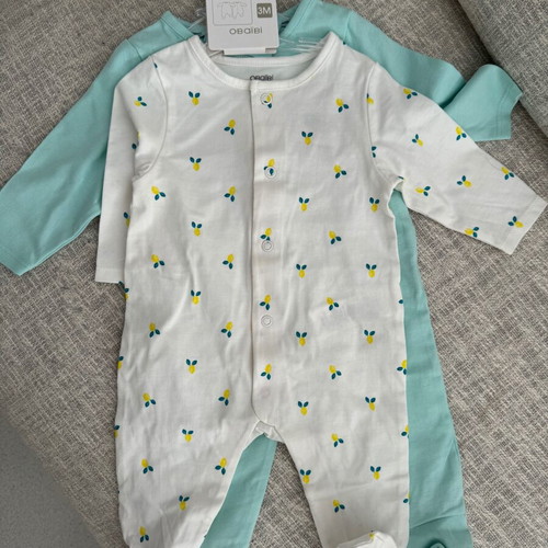 OBAIBI baby rompers 0-3 months new with lemon and butterfly design