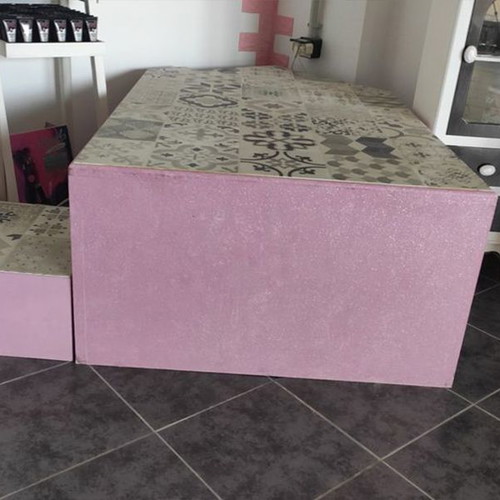 Wooden pedestal used for stage or professional spa pedicure lilac