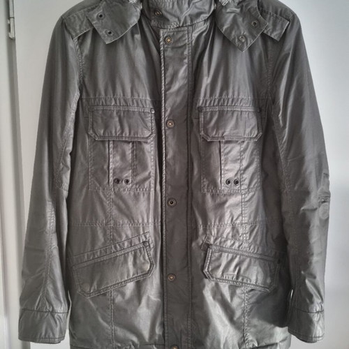 Redskins men grey shearling park jacket size L like new