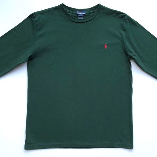 Polo by Ralph Lauren kids long-sleeve shirt green used, size L (14-16 years)
