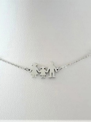 Necklace Family 1 Girl Stainless Steel New, Silver Color