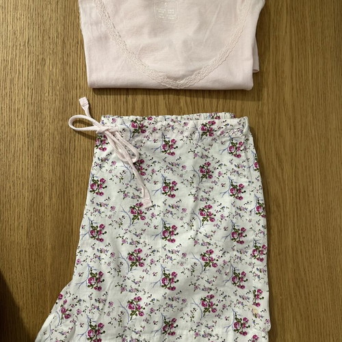 Jolinesse pajama set with floral print, pink, size S
