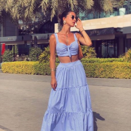 Women's set with long skirt and bustier, new, standard size