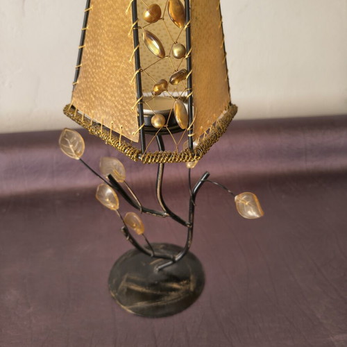 Decorative metal tealight candle holder with shade, 27cm