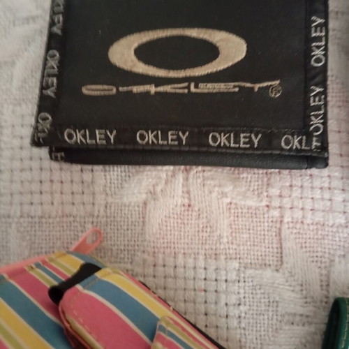 Wallets used, green with beige