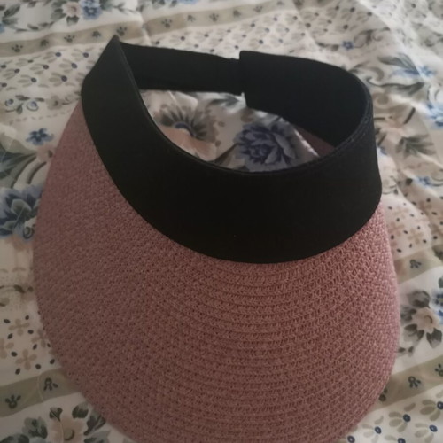 Bella Accessori Straw Sun Visor Pink and Black One Size like new