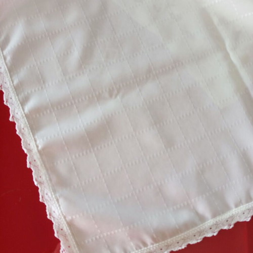 White tablecloth used, 180x143 cm with lace trim