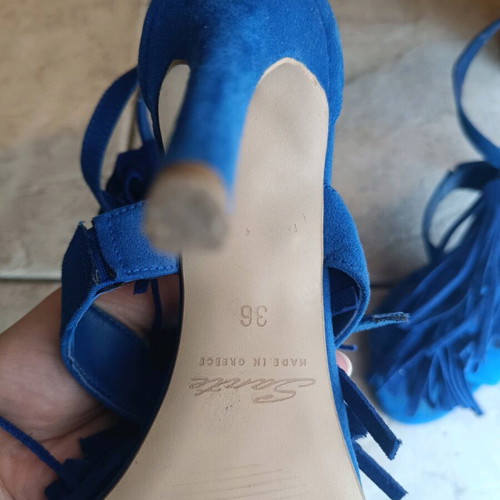 Sante blue sandals with fringes used, size 36