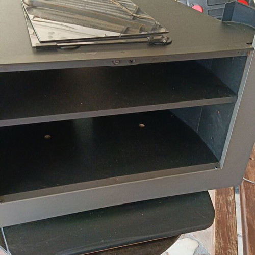 TV stand used, heavy with glass shelves
