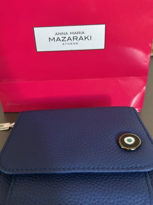 Anna Maria Mazaraki leather wallet dark blue, unused