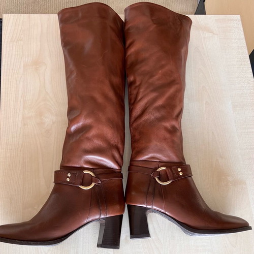 Women's leather boots used, brown, size 38