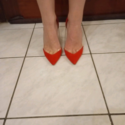 Zara red suede pumps with transparency, like new, size 39