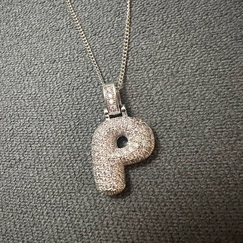 Necklace with stainless steel chain letter P new