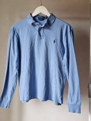 Polo Ralph Lauren βαμβακερή ανδρική μπλούζα πόλο με μακριά μανίκια σε μπλε, μέγεθος S