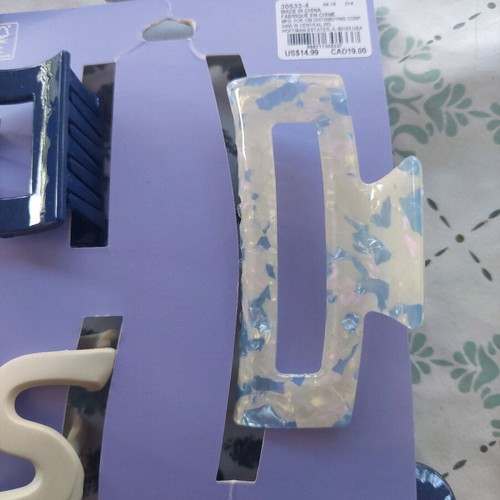 Hair clip set new, beige and blue