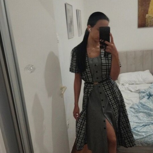 Midi dress checked vintage style, like new, black and grey