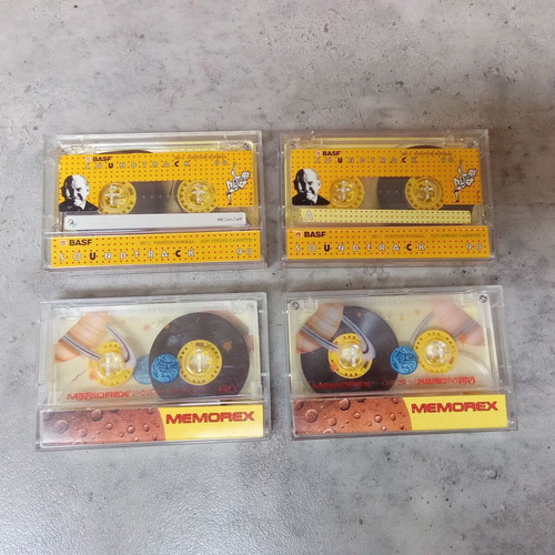 Memorex Basf cassette tapes used, pack of 4, 1980s 1990s