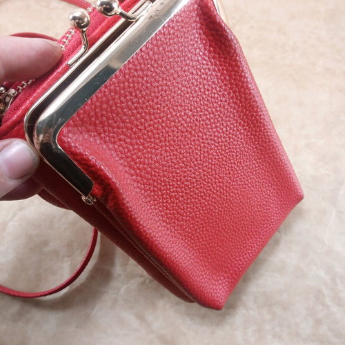 Two-in-one bag wallet used red 18x10 cm with gold details
