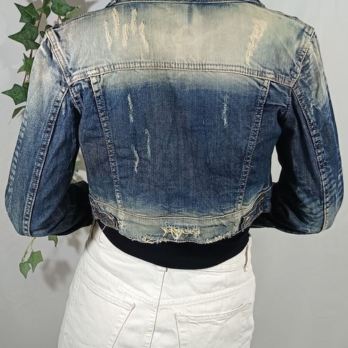 On Line cropped jean jacket like new, blue, size S
