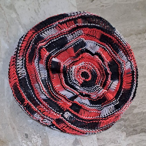 Handmade knitted set used kazaka, hat and multicolor scarf