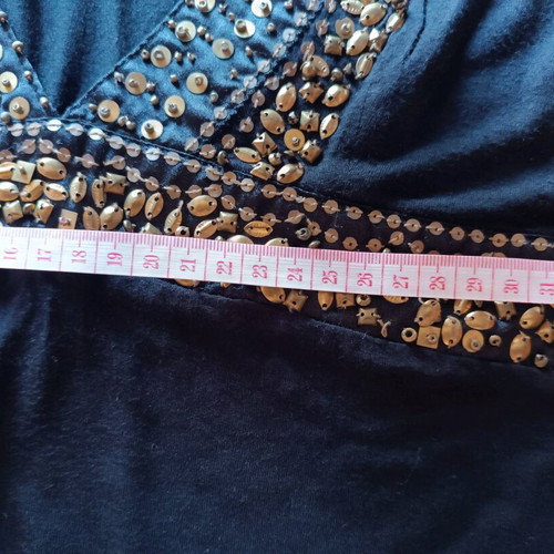 Black Mango top with gold beads like new