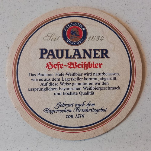 Paulaner beer coaster used