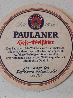 Paulaner beer coaster used