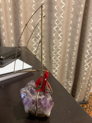 Boat design with precious stone and 925 silver amulet