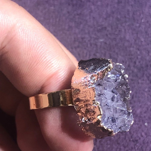 Ring with purple amethyst new, one size
