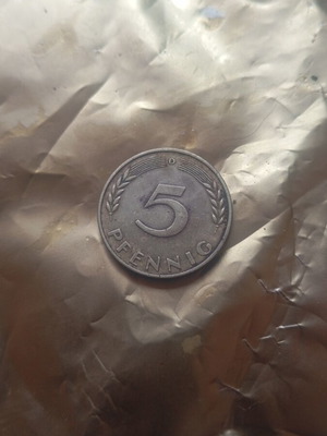 West Germany 1950 5 Pfennig coin used