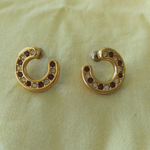 Swarovski vintage swirl earrings with jonquil and topaz crystals