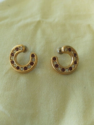 Swarovski vintage swirl earrings with jonquil and topaz crystals