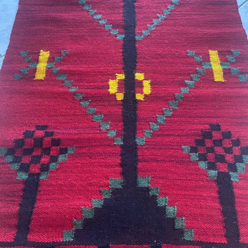 Handmade wool embroidered rug new, loom woven