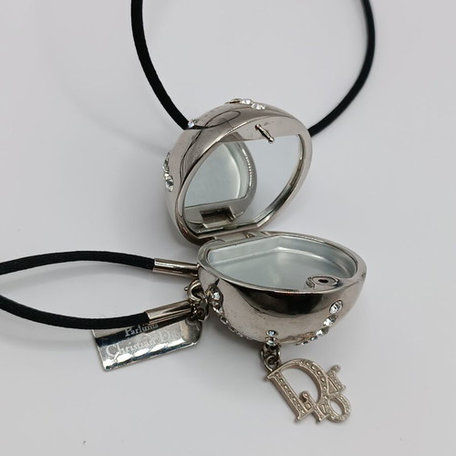 Christian Dior Diorlight vintage long necklace with pendant, silver