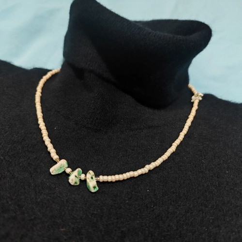 Handmade necklace new with stones and pearls in white shades