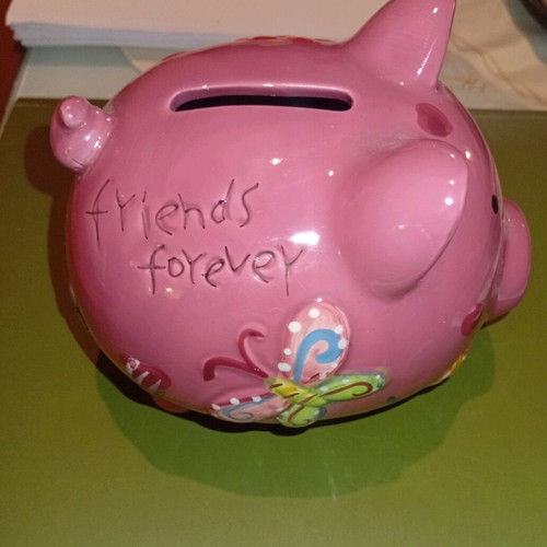 Pink ceramic piggy bank like new